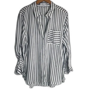 Grand & Greene Vertical Striped 3/4 Sleeve Button Up Tunic Top Size‎ XL